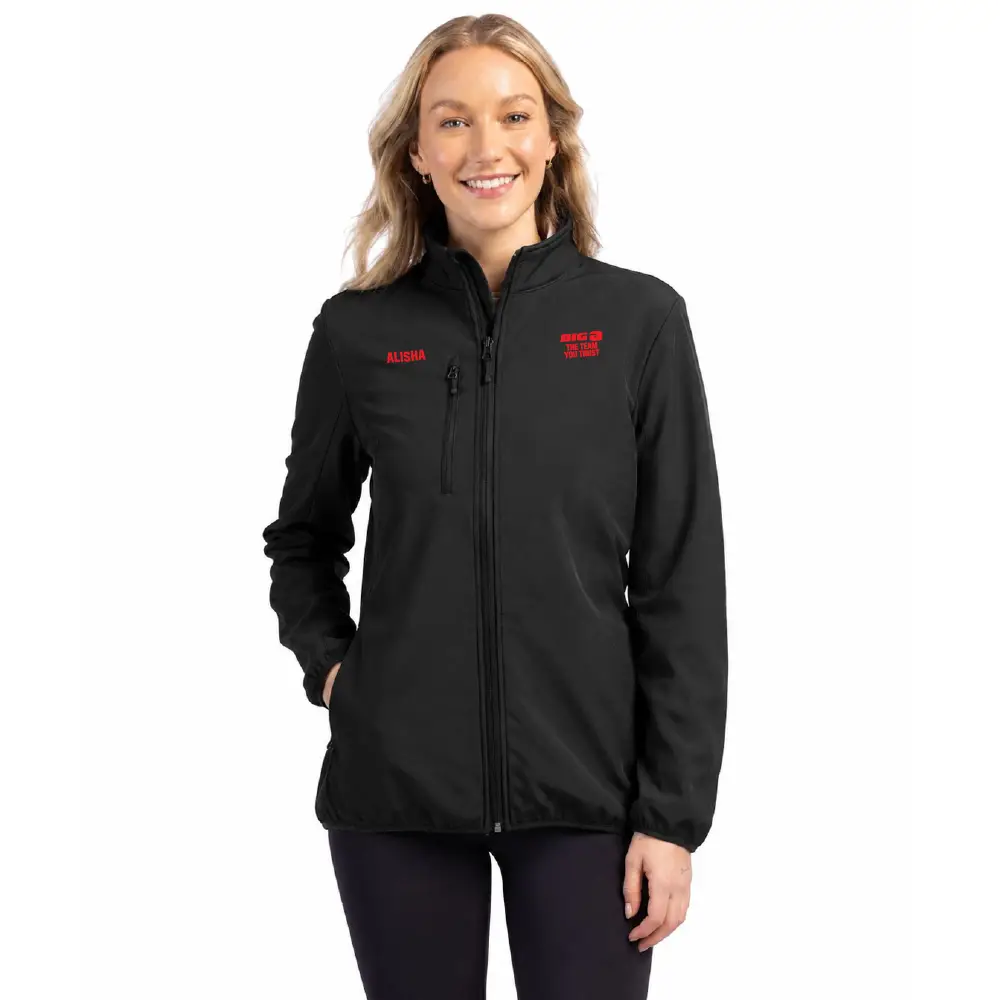 Stretch Softshell Womens Full Zip Jacket — Black