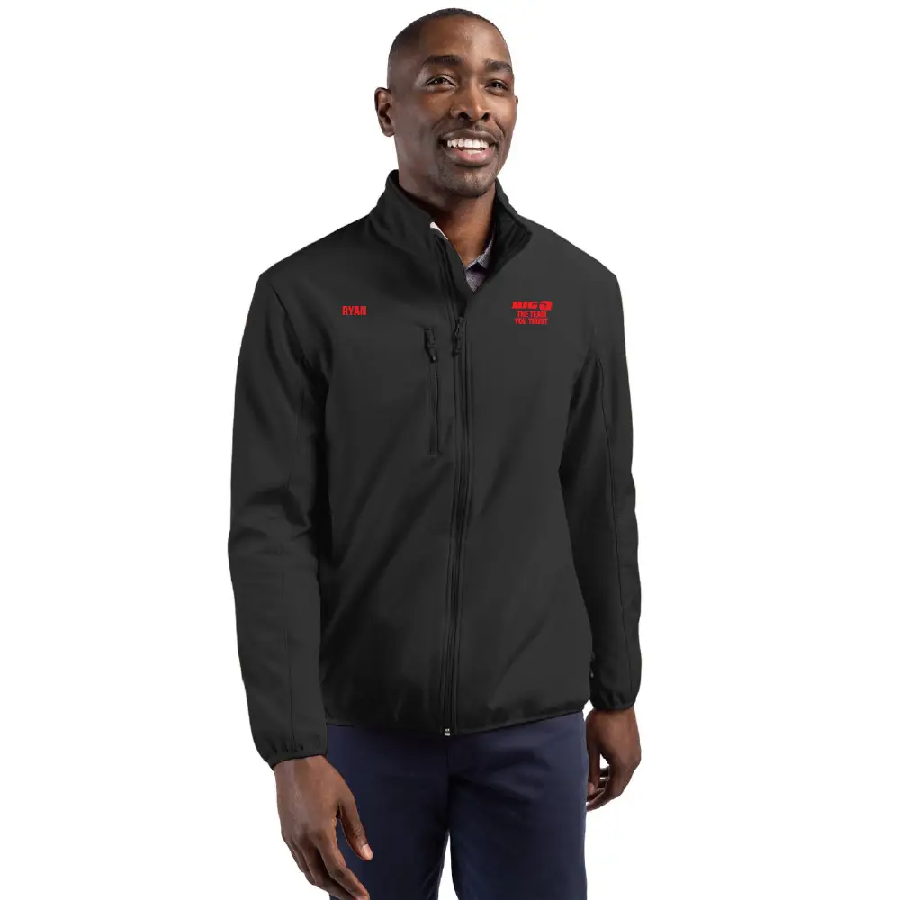 Stretch Softshell Mens Full Zip Jacket — Black